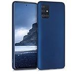 kwmobile Case Compatible with Samsung Galaxy A51 Case - Soft Slim Metallic TPU Silicone Cover - Metallic Blue