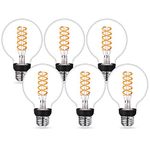 YIMILITE 6 Pack LED Edison Light Bulb Vintage Flexible Spiral Filament Light Bulb 4.5W Equivalent to 40W 2700K Warm White Dimmable Clear Glass G25/G80 Globe Bulb E26 Medium Screw Base Christmas Light