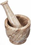 Shalinindia Handcrafted Brown Galaxy Marble Mortar Pestle Set -Perfect for Grinding Herbs, Seeds & Spices -Dia-4 Inch