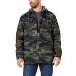 Dickies Men's Fleece Hooded Duck Shirt Jacket with Hydroshield, Hunter Green Camo, X-Large