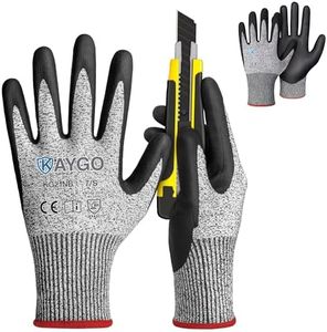 KAYGO 2 Pairs Cut Resistant Work Gloves for Men and Women,ANSI A3 Cutting Gloves,Nitrile Micro-Foam Safety Work Gloves KG21NB,Ideal for Wood Carving,Glass Handling, Construction,Fishing,Grey,S