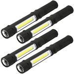 COB LED Work Flashlight with Magnetic Base and Clip Multi-Function Pocket Pen Light Inspection Work Light, 4 PCS