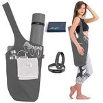 Zenifit Yoga Mat Bag - Long Tote with Pockets - Holds More Yoga Accessories. Cute Yoga Mat Holder with Bonus Yoga Mat Strap Elastics. Stylish and Practical Yoga Bag and Carrier (Gray and White)