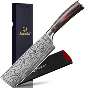 Sunnecko Nakiri Knife 7 inch,High Carbon Stainless Steel Cleaver Knife,Ultra Sharp Cooking Knives with Sheath and Gift Box for Family & Restaurant