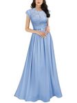 Miusol Women's Formal Floral Lace Evening Party Maxi Dress (Large, Light Blue)