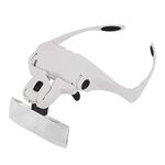 Eyeglasses Bracket Magnifier Hands Free Head Mounted with 5 Pcs Lenses Headband 2 LED Head Lights