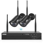 maisi Wireless CCTV Camera Systems, 4 Channel NVR Recorder, 2X 2MP Outdoor Security IP Cameras, Night Vision, Instant Motion Alert (NO Hard Drive)