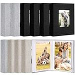 10 Pieces Small Photo Album 4x6, Photo Book Linen Cover Picture Album, Each Small Album 26 Pages Hold 52 Pictures for Artwork Postcards Picture Storage (Grey, Black, Beige)