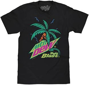 Tee Luv Men's MTN Dew Baja Blast Shirt - Tropical Mountain Dew Soda Graphic Tee, Black, XXL