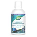 Nature's Way Calcium and Magnesium Citrate 2:1 - Liquid Supplement with Vitamin K2 and Collagen – Helps Support the Maintenance of Bones and Teeth – Blueberry Flavour, 500 mL