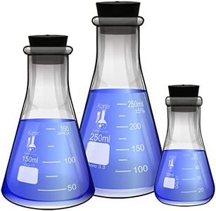 Glass Erlenmeyer Flask Set with Rubber Stoppers - 3 Sizes - 50, 150 and 250ml, Karter Scientific 214U8