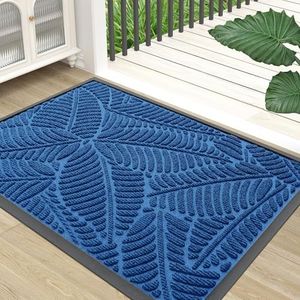 Colorxy Waterproof Doormat, Sturdy Natural Rubber Front Indoor Mat, Non Slip Low Profile Indoor Outdoor Door Mats, Stain and Fade Resistant Floor Mat, Easy Clean Patio Entrance Mat, 71x47, Light Blue