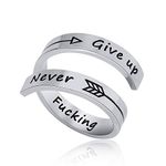 NewChiChi Adjustable Ring, Inspirational Ring Engraving Keep Going for Men Women Boys Girls