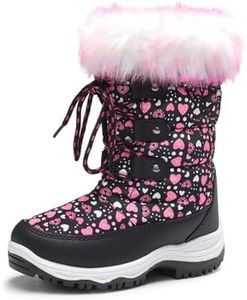DREAM PAIRS Boys Girls Slip Resistant Faux Fur Lined Knee High Winter Snow Boots,Size 12 Little Kid,Black/Pink,Nordic
