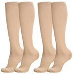 Firtink 2 Pairs Compression Socks For Women Men 20-30 Mmhg Knee High Socks Varicose Veins Socks Surgical Compression Socks For Nursing Pregnancy Flight Sports Travel