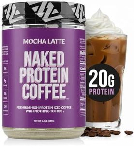 Naked Nutrition Mocha Latte Protein Coffee - Premium Instant Coffee - Protein Shake, Iced Coffee, Protein Drinks, Delicious Keto Friendly and Gluten Free, 17 Servings