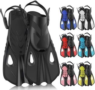 MELUMILU Snorkel Fins, Swim Fins Travel Size Short Adjustable for Snorkeling Diving Adult Men Women Open Heel Swimming Flippers