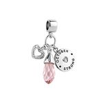 LSxAB Teardrop October Birthstone Happy Birthday Charm Compatible with Pandora Charms Bracelets