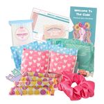 Emergency Kit Bag for Girls - Mini Box of Lil-Lets Teen Pads, Always Pads, Tampax Compak Applicator Tampons, Panty Liners, Feminine Wipes a Scrunchie, Period Info Flyer and Period Tracker