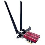 SYONCON WiFi 6E AXE5400 PCIe WiFi Card intel AX210 Chipset with Bluetooth 5.3 Tri-Band 2.4G/5G/6GHz 5374Mbps PCI Express Wireless Network Card Wi-Fi Adapter for Desktop PC Windows 10/11 (Red)