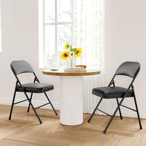 GarveeHome 2 Pack Folding Chairs with Padded Cushions, Padded Foldable Chair Hold Up to 350 LB, Portable Black Folding Chair Suitable for Dining Room, Home Office, Indoor and Outdoor Events