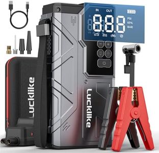 Lucklike Jump Starter with Air Compressor, 6000A Peak 150PSI Car Battery Jump Starters for All Gas and 10L Diesel Portable Car Jump Starter Power Bank with Tyre Inflator, 12V Jump Pack with Flashlight