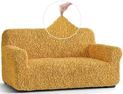 PAULATO BY GA.I.CO. Loveseat Cover Oversized Chair Cover 2 Seater Sofa Slipcover 1-Piece Stretch Cotton Slipcovers for Kids Love Seat Slip Cover Furniture Protector - Fuco Cotton - Mustard Yellow