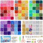 Redtwo 15500 Pcs Clay Beads Bracelet Making Kit, 96 Colors 5 Boxes Friendship Bracelet Kit for Jewelry Making, Flat Polymer Heishi Beads for Bracelet with Charms, Crafts Gifts for Teen Girls