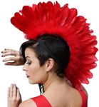 ZUCKER Natural Feather Headdress Costume Mohawk - Halloween Cosplay Party Hair Accessories - Red