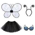 Xtinmee 4 Pcs Halloween Fly Costume Women Fly Antenna Headband Sunglasses Fly Wings Tulle Tutu Skirt Bug Cosplay Costume Accessories Adult for Halloween Favors