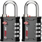 FORGE 4 Digit TSA Approved Travel Locks, Tool Box and Case Lock, Combination Padlock for Travel, Black 2 Locks.