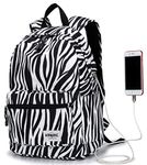 Kinmac Waterproof Laptop Travel Outdoor Backpack with USB Charging Port for 13 inch 14 inch and 15.6 inch Laptop (Zebras)