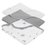 American Baby Company 30 X 40 - Soft 100% Natural Cotton Thermal/Waffle Swaddle 3 Blankets Combo, Gray Star, Gray, and White, Soft Breathable, for Boys and Girls