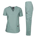 Dagacci Scrubs Medical Uniform Women and Man Scrubs Set Medical Scrubs Top and Pants, Seaform_, S