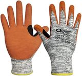 1 Pair Cut Level 5,HPPE/Glass Fiber Knitted Liner, Palm Sandy Foam Breathable Nitrile Rubber Coated Work Safety Gloves, Anti-slip, Abrasion, Thumb Crotch Reinforced,ISO13997 Cut Level D,(Large) ……