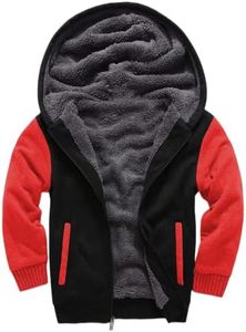 SECOOD Kids Hoodie Fleece Jacket Warm Sherpa Lined Zip Up Hooded Sweatshirt Soft Winter Coat Boys Girls School Outerwear