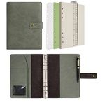 Wonderpool Leather Journal Refillable Notebook Spiral Diary Binder Portfolio -Dotted Paper & Inner Pockets for Travel Work and Personal Organizer (Green, A5)