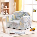 Tiita Kids Ultra-Soft Snuggle Foam Filled Chair, Single Cuddly Sherpa Reading Couch for Boys and Girls, Grey Dinosaur