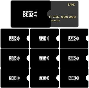 LABUYI 10 Piezas Protector Tarjetas Credito,Funda Tarjeta Credito,Fundas de Bloqueo RFID,para Mujeres y Hombres,para Bloqueo NFC/RFID,6.2×9.2cm (Negro)