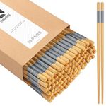 LOROTOCO 50 Pairs Bamboo Reusable Chopsticks Disposable Separated Commercial Bulk Chopsticks for Restaurants（9.45in）