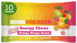 Bonk Breaker Energy Chews with Electrolytes | 80 Energy Gummies | Energy Chews for Running, Cycling, Endurance | Electrolyte Gummies | Orange Mango Guava Flavor | 10 Packets, 8 Count per Packet