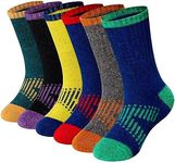 WEVIAS Kids Merino Wool Hiking Socks Boys Thermal Winter Cozy Boot Warm Cushion Socks 6 Pairs (6 Pairs Colorful X, 8-12 Years)