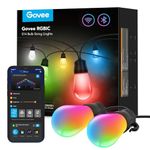 Govee Smart Outdoor String Lights, RGBIC Warm White 48ft LED Bulbs for Father's Day, WiFi Patio Lights Work with Alexa, APP Control, IP65 Waterproof, Dimmable for Balcony, Backyard