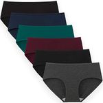 INNERSY Women's Mid Rise Tagless Plain Color Full Coverage Cotton Hipster Panties 6-Pack (M, Dark Vintage)