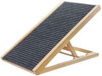 Floofi 100x45cm Wooden Adjustable Pet Ramp Portable Convenience Foldable Design Sturdy Steps Climbing Comfortable for Dog Dark Grey and Wood