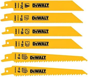 DEWALT DW4856 6pc Metal/Woodcutting Reciprocating Saw Blade Set, Metallic