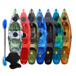 Riber One Person Sit on Top Kayak Starter Pack- Ideal for Beginners - Multiple Colours (Green, Blue & Black)