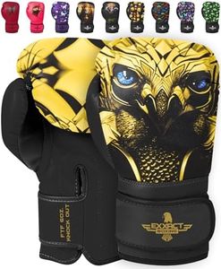 Exxact Sports Knockout Printed Youth Boxing Gloves for Kids (3-10 Years) with Padded Protection and Wrist Support, Durable Engineered Leather Kids Boxing Gloves for Boys and Girls (Eagle, 6OZ)