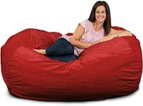 ULTIMATE SACK Lounger Bean Bag Chair, Oversize Bean Bag Chair for Adults, Comfy Chair Bean Bag Couch Lounge Sofa Loveseat Furniture | Red Fur