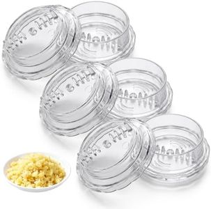 Garlic Mincer and Garlic Press, Manual Garlic Crusher with Stainless Steel Blades, Mini Garlic Chopper and Garlic Grinder for Garlic, Ginger, Herbs, Nuts and Vegetables (White, 6pc)